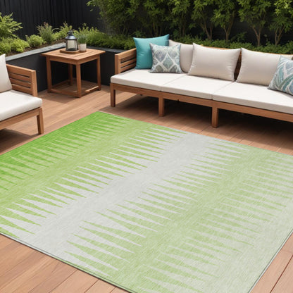 Tabselect Home Line 8' X 10' Lime Green And Ivory Striped Washable Indoor Outdoor Area Rug