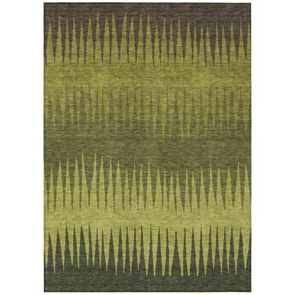 Tabselect Home Line 5' X 8' Olive Green Dark Green And Brown Striped Washable Indoor Outdoor Area Rug