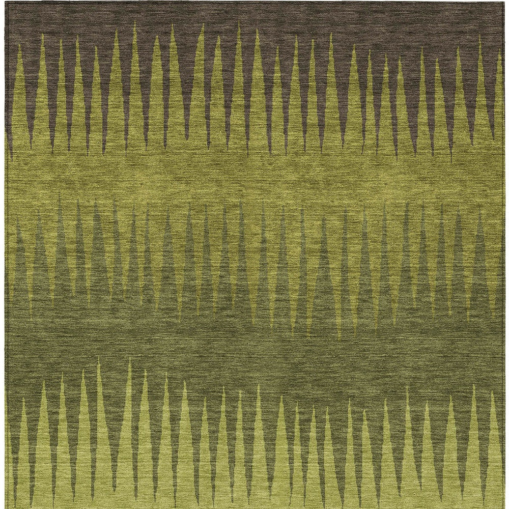 Tabselect Home Line 5' X 8' Olive Green Dark Green And Brown Striped Washable Indoor Outdoor Area Rug