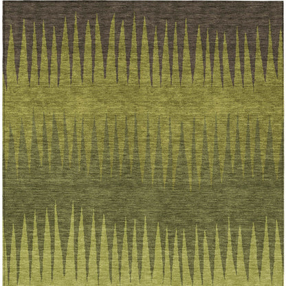 Tabselect Home Line 5' X 8' Olive Green Dark Green And Brown Striped Washable Indoor Outdoor Area Rug