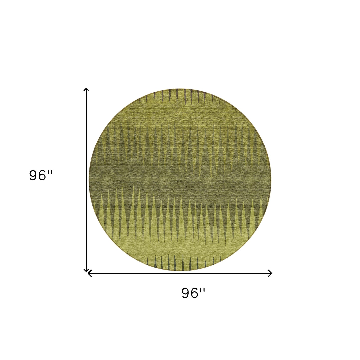 Tabselect Home Line 8' Olive Green And Dark Green Round Striped Washable Indoor Outdoor Area Rug