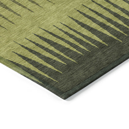 Tabselect Home Line 8' X 10' Olive Green Dark Green And Brown Striped Washable Indoor Outdoor Area Rug
