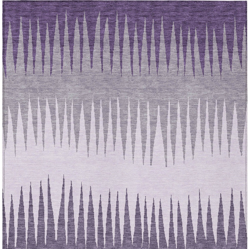 Tabselect Home Line 5' X 8' Purple Lavender And Gray Striped Washable Indoor Outdoor Area Rug