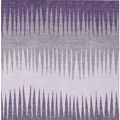Tabselect Home Line 5' X 8' Purple Lavender And Gray Striped Washable Indoor Outdoor Area Rug