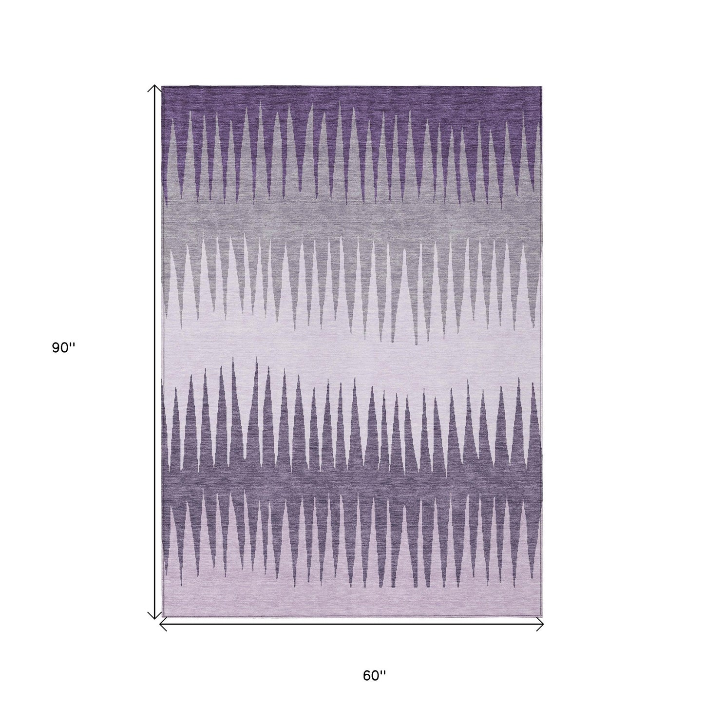 Tabselect Home Line 5' X 8' Purple Lavender And Gray Striped Washable Indoor Outdoor Area Rug