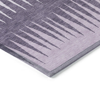 Tabselect Home Line 5' X 8' Purple Lavender And Gray Striped Washable Indoor Outdoor Area Rug