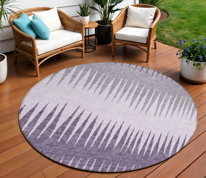 Tabselect Home Line 8' Purple Lavender And Gray Round Striped Washable Indoor Outdoor Area Rug