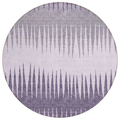 Tabselect Home Line 8' Purple Lavender And Gray Round Striped Washable Indoor Outdoor Area Rug