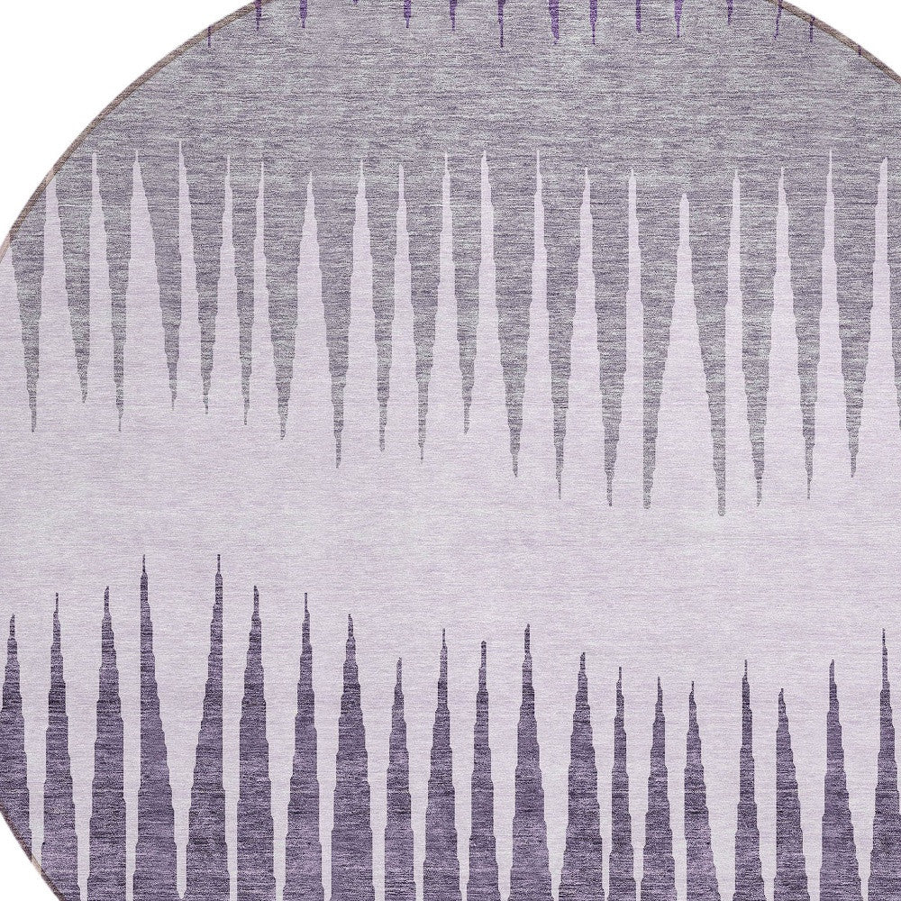 Tabselect Home Line 8' Purple Lavender And Gray Round Striped Washable Indoor Outdoor Area Rug
