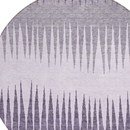 Tabselect Home Line 8' Purple Lavender And Gray Round Striped Washable Indoor Outdoor Area Rug