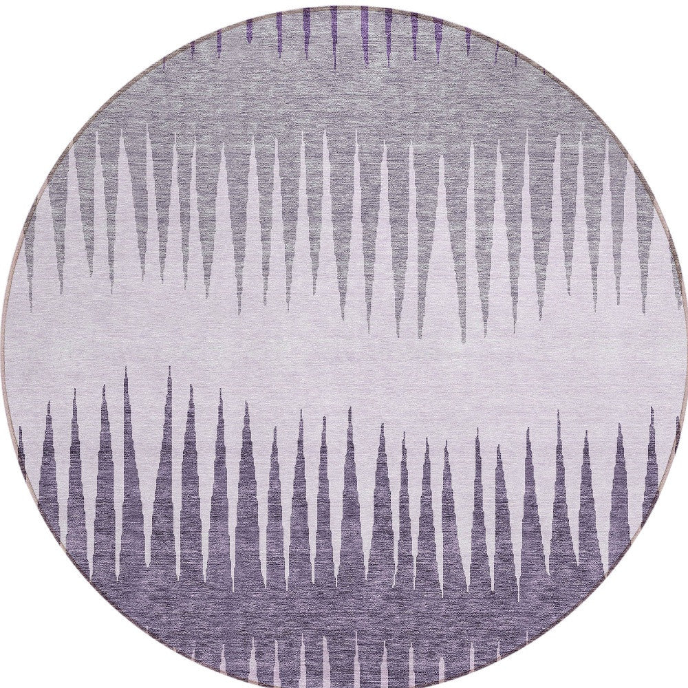 Tabselect Home Line 8' Purple Lavender And Gray Round Striped Washable Indoor Outdoor Area Rug