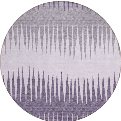 Tabselect Home Line 8' Purple Lavender And Gray Round Striped Washable Indoor Outdoor Area Rug