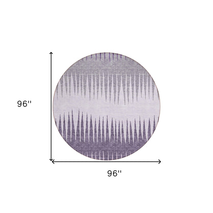Tabselect Home Line 8' Purple Lavender And Gray Round Striped Washable Indoor Outdoor Area Rug
