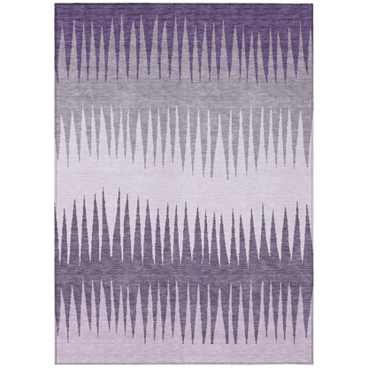 Tabselect Home Line 8' X 10' Purple Lavender And Gray Striped Washable Indoor Outdoor Area Rug