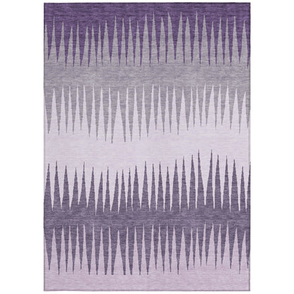 Tabselect Home Line 8' X 10' Purple Lavender And Gray Striped Washable Indoor Outdoor Area Rug