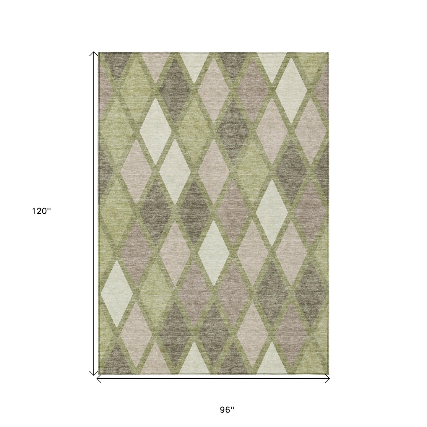 Tabselect Home Line 8' X 10' Artichoke Green Beige And Ivory Geometric Washable Indoor Outdoor Area Rug