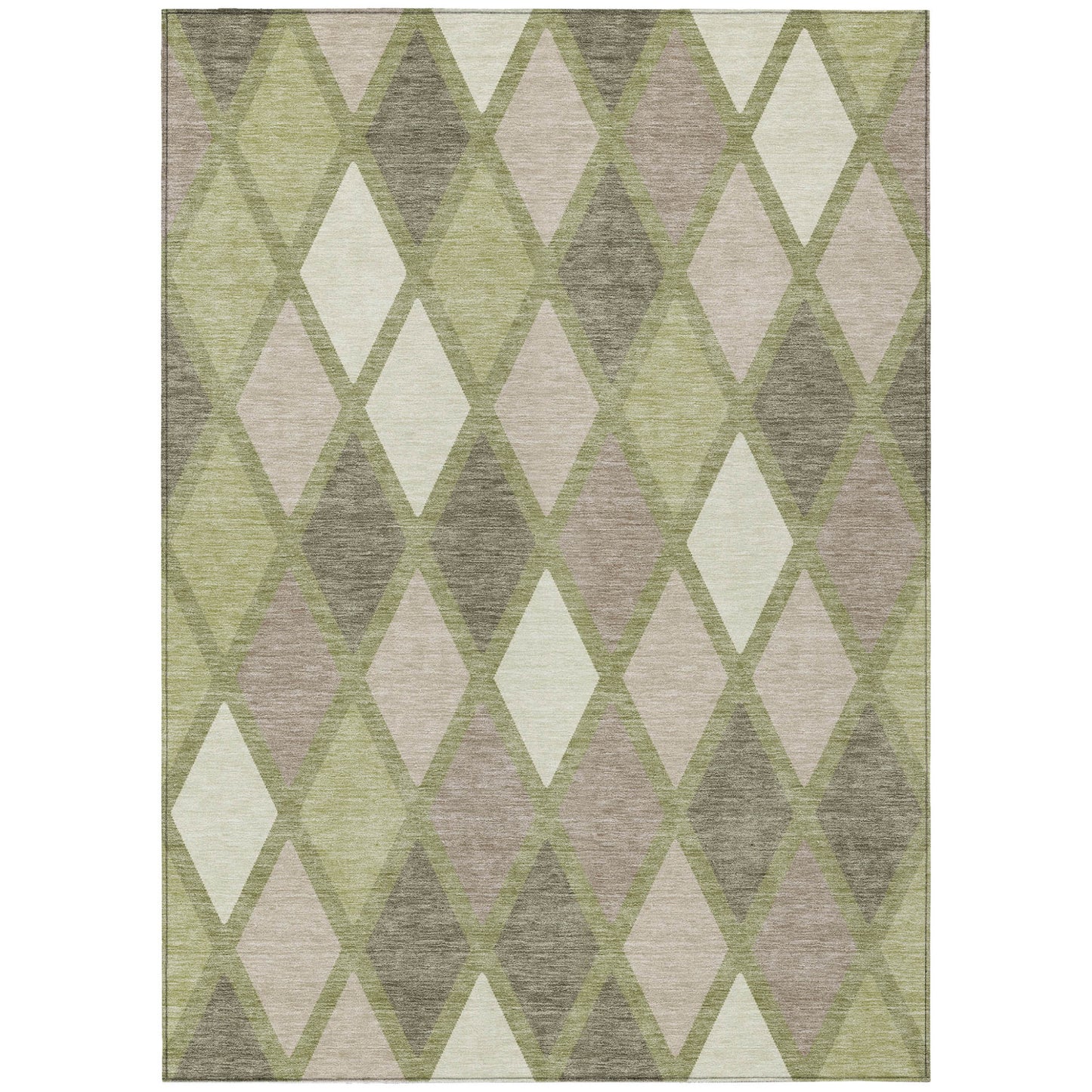 Tabselect Home Line 9' X 12' Artichoke Green Beige And Ivory Geometric Washable Indoor Outdoor Area Rug