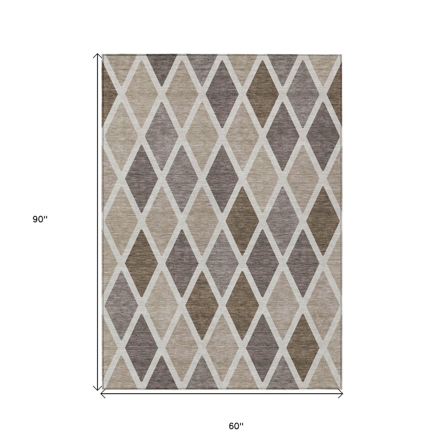Tabselect Home Line 5' X 8' Beige Gray And Brown Geometric Washable Indoor Outdoor Area Rug