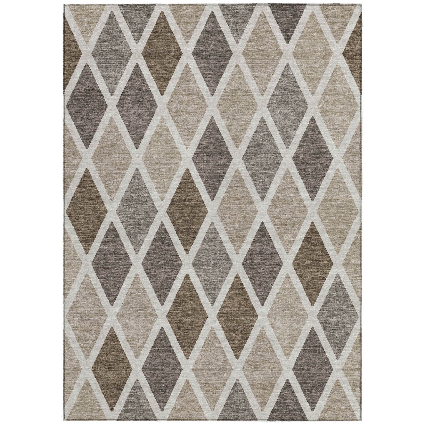 Tabselect Home Line 5' X 8' Beige Gray And Brown Geometric Washable Indoor Outdoor Area Rug