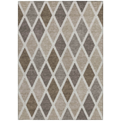 Tabselect Home Line 5' X 8' Beige Gray And Brown Geometric Washable Indoor Outdoor Area Rug