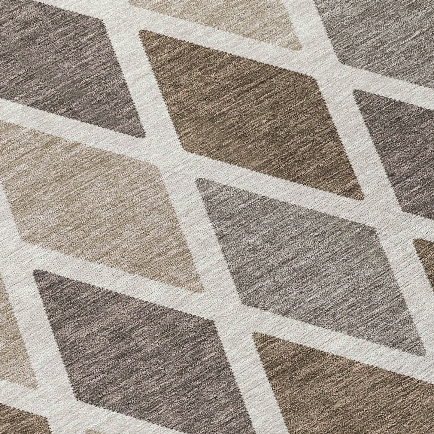 Tabselect Home Line 5' X 8' Beige Gray And Brown Geometric Washable Indoor Outdoor Area Rug