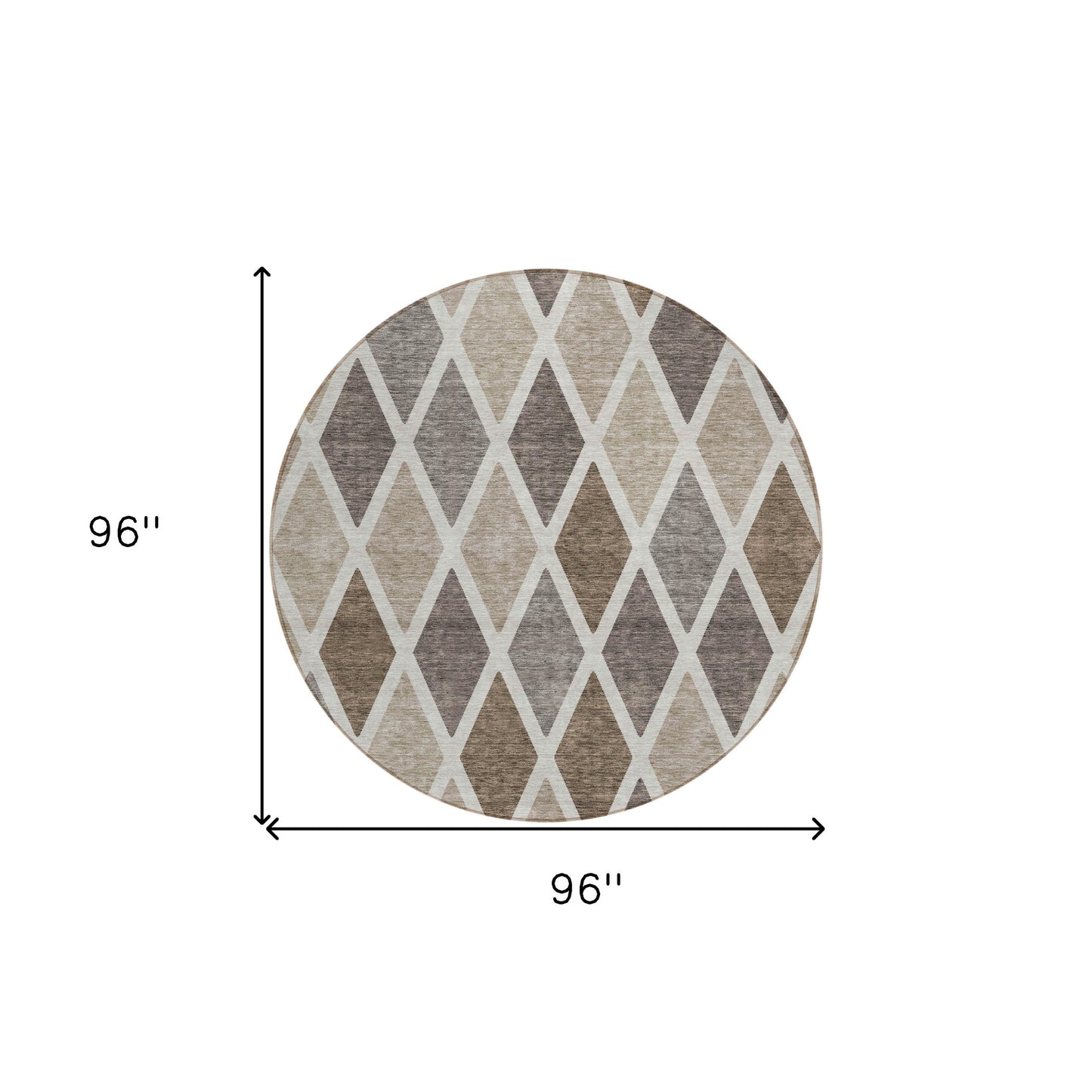 Tabselect Home Line 8' Beige Gray And Brown Round Geometric Washable Indoor Outdoor Area Rug