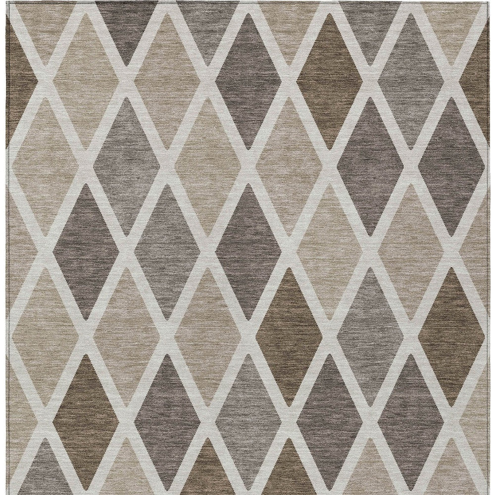 Tabselect Home Line 8' X 10' Beige Gray And Brown Geometric Washable Indoor Outdoor Area Rug