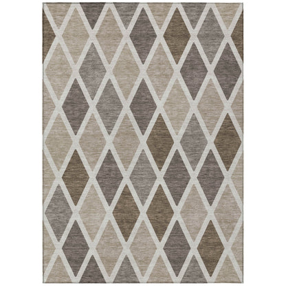 Tabselect Home Line 8' X 10' Beige Gray And Brown Geometric Washable Indoor Outdoor Area Rug