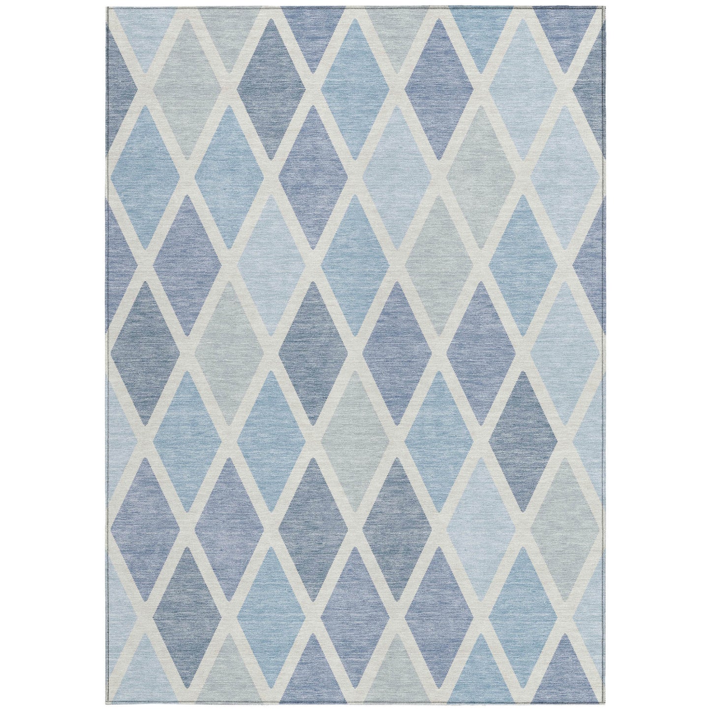 Tabselect Home Line 5' X 8' Sky Blue And Ivory Geometric Washable Indoor Outdoor Area Rug