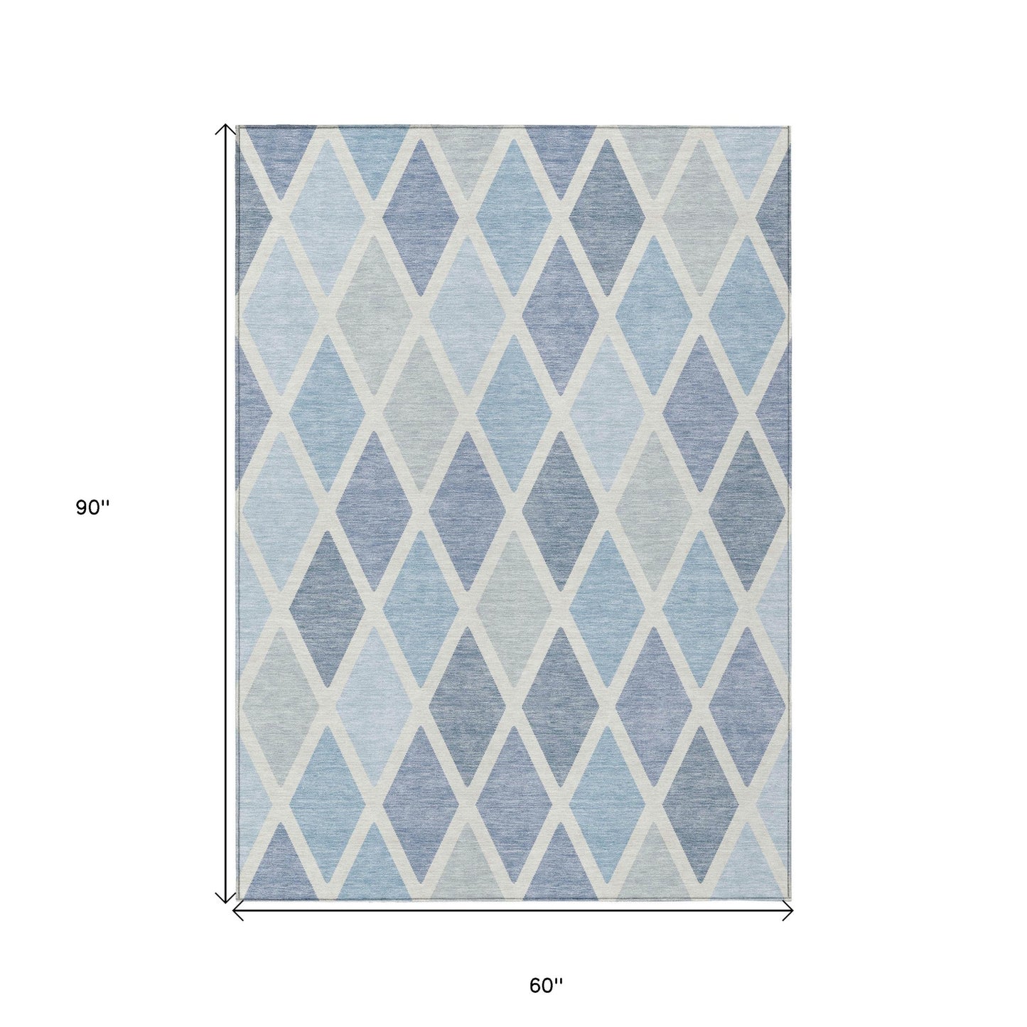 Tabselect Home Line 5' X 8' Sky Blue And Ivory Geometric Washable Indoor Outdoor Area Rug