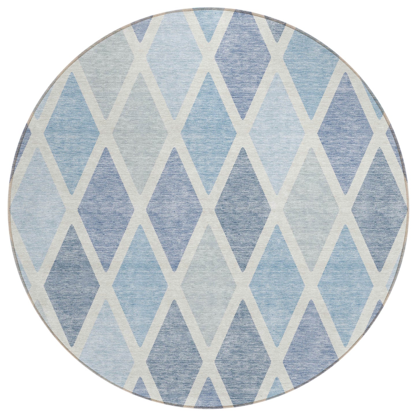 Tabselect Home Line 8' Sky Blue And Ivory Round Geometric Washable Indoor Outdoor Area Rug