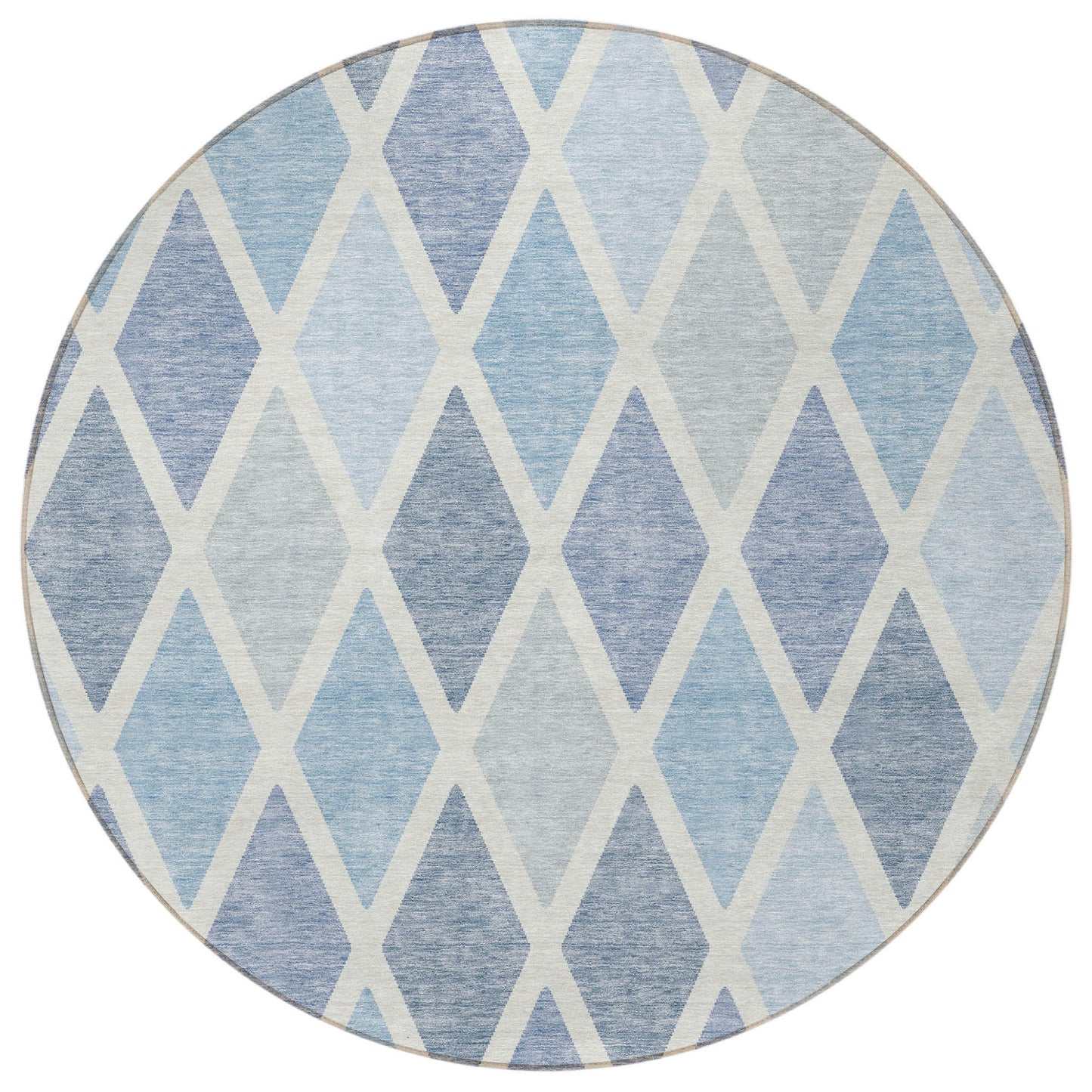 Tabselect Home Line 8' Sky Blue And Ivory Round Geometric Washable Indoor Outdoor Area Rug