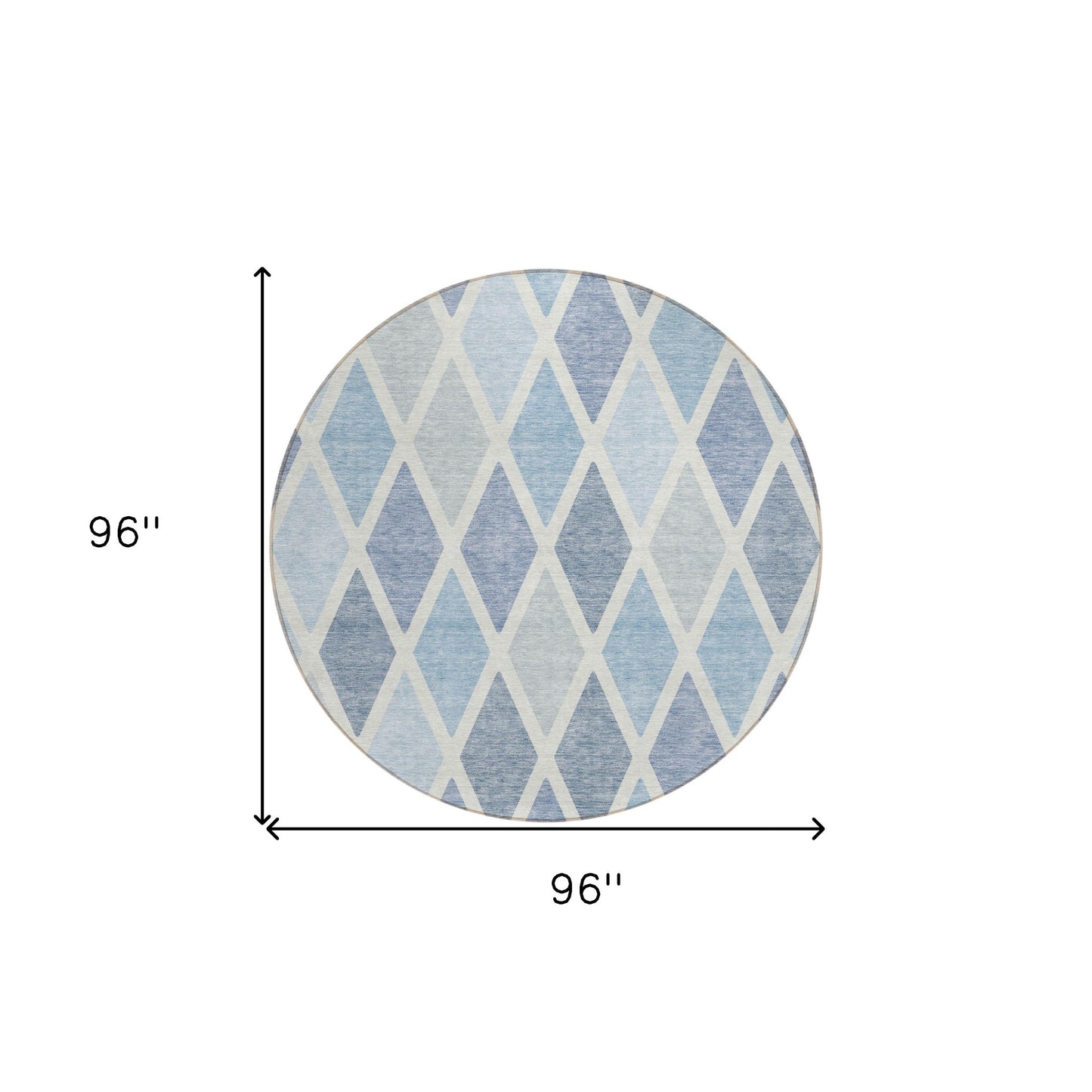 Tabselect Home Line 8' Sky Blue And Ivory Round Geometric Washable Indoor Outdoor Area Rug