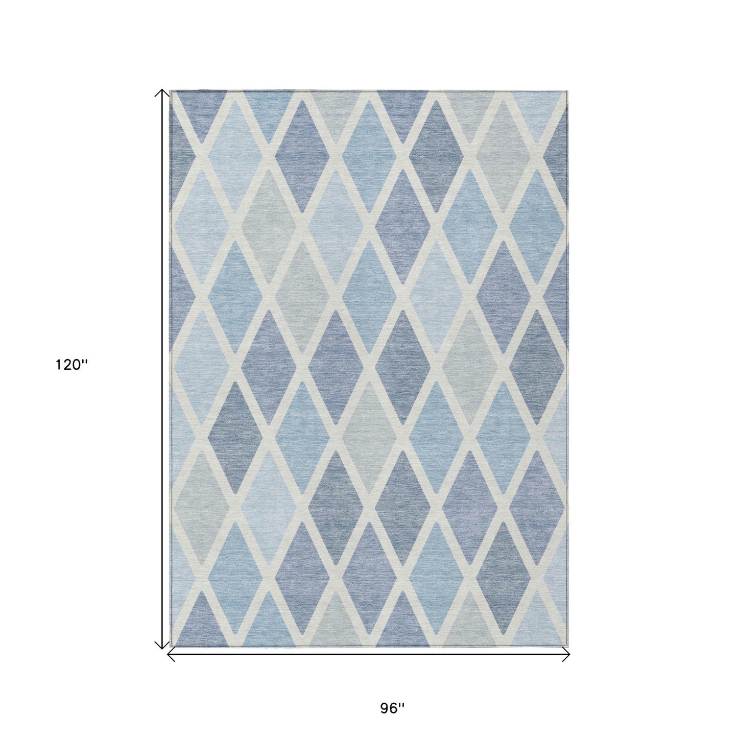 Tabselect Home Line 8' X 10' Sky Blue And Ivory Geometric Washable Indoor Outdoor Area Rug