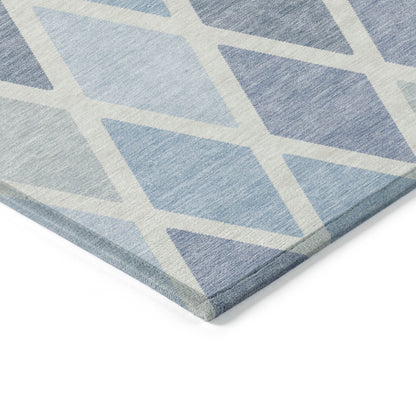Tabselect Home Line 8' X 10' Sky Blue And Ivory Geometric Washable Indoor Outdoor Area Rug