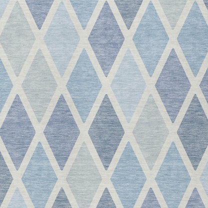 Tabselect Home Line 8' X 10' Sky Blue And Ivory Geometric Washable Indoor Outdoor Area Rug