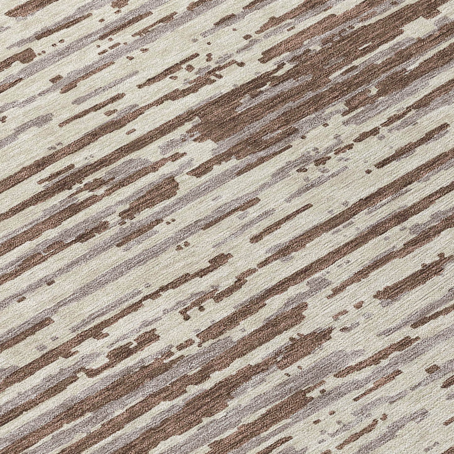 Tabselect Home Line 8' Brown Beige And Ivory Round Striped Washable Indoor Outdoor Area Rug