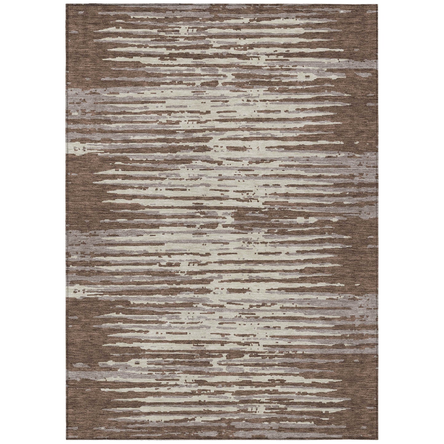 Tabselect Home Line 8' X 10' Brown Beige And Ivory Striped Washable Indoor Outdoor Area Rug
