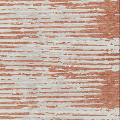 Tabselect Home Line 5' X 8' Coral And Ivory Striped Washable Indoor Outdoor Area Rug