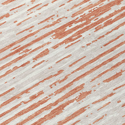 Tabselect Home Line 8' Coral And Ivory Round Striped Washable Indoor Outdoor Area Rug