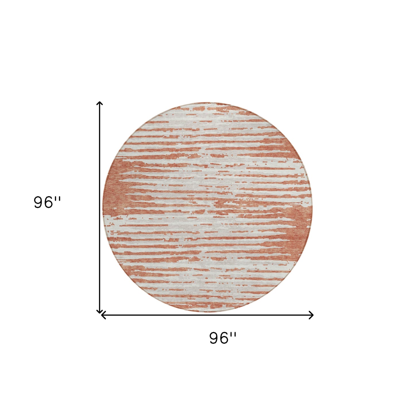 Tabselect Home Line 8' Coral And Ivory Round Striped Washable Indoor Outdoor Area Rug