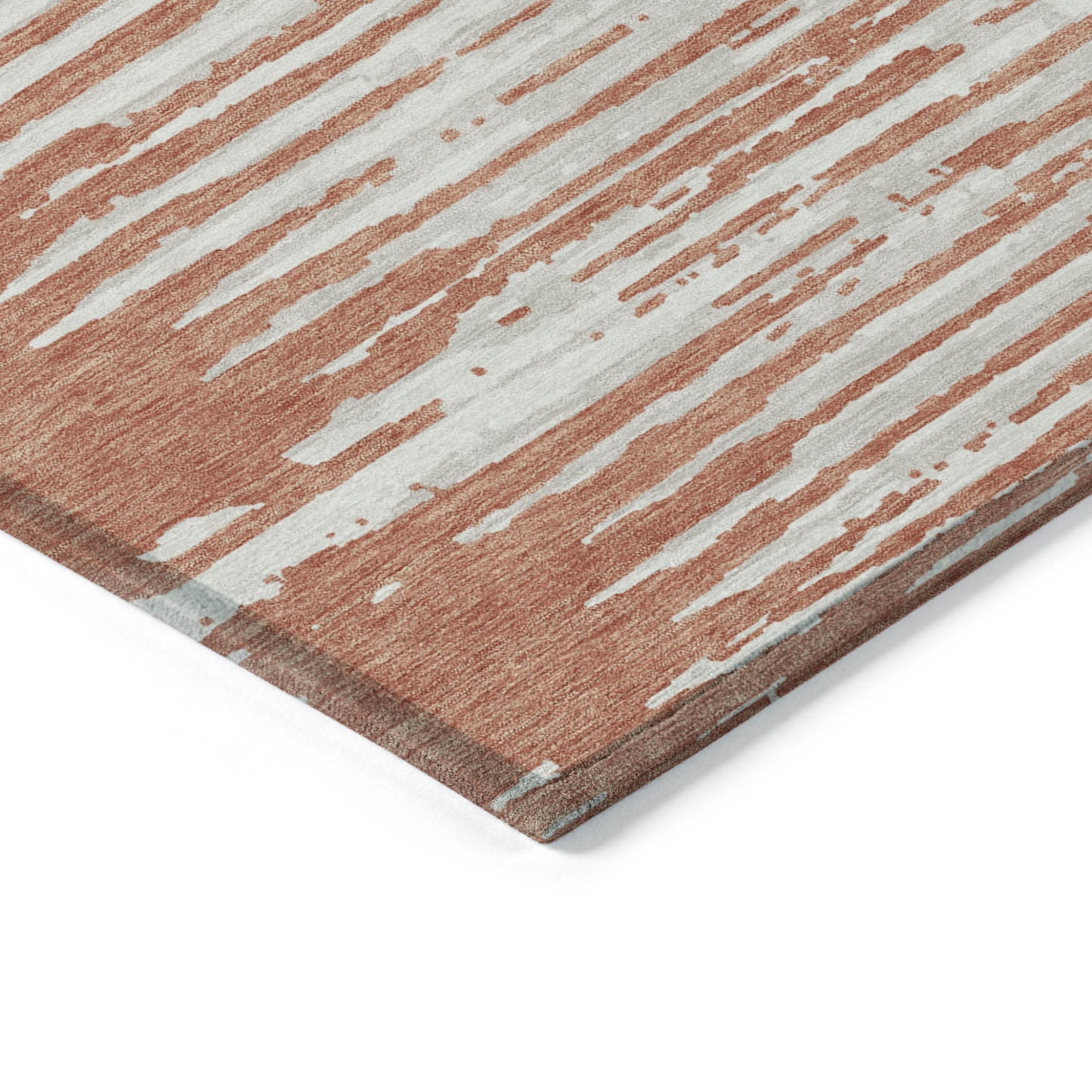 Tabselect Home Line 8' X 10' Coral And Ivory Striped Washable Indoor Outdoor Area Rug