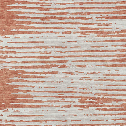 Tabselect Home Line 8' X 10' Coral And Ivory Striped Washable Indoor Outdoor Area Rug