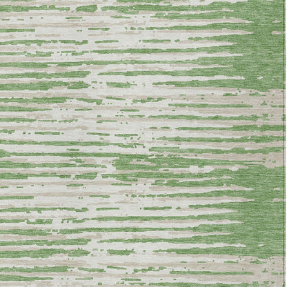 Tabselect Home Line 5' X 8' Green And Ivory Striped Washable Indoor Outdoor Area Rug