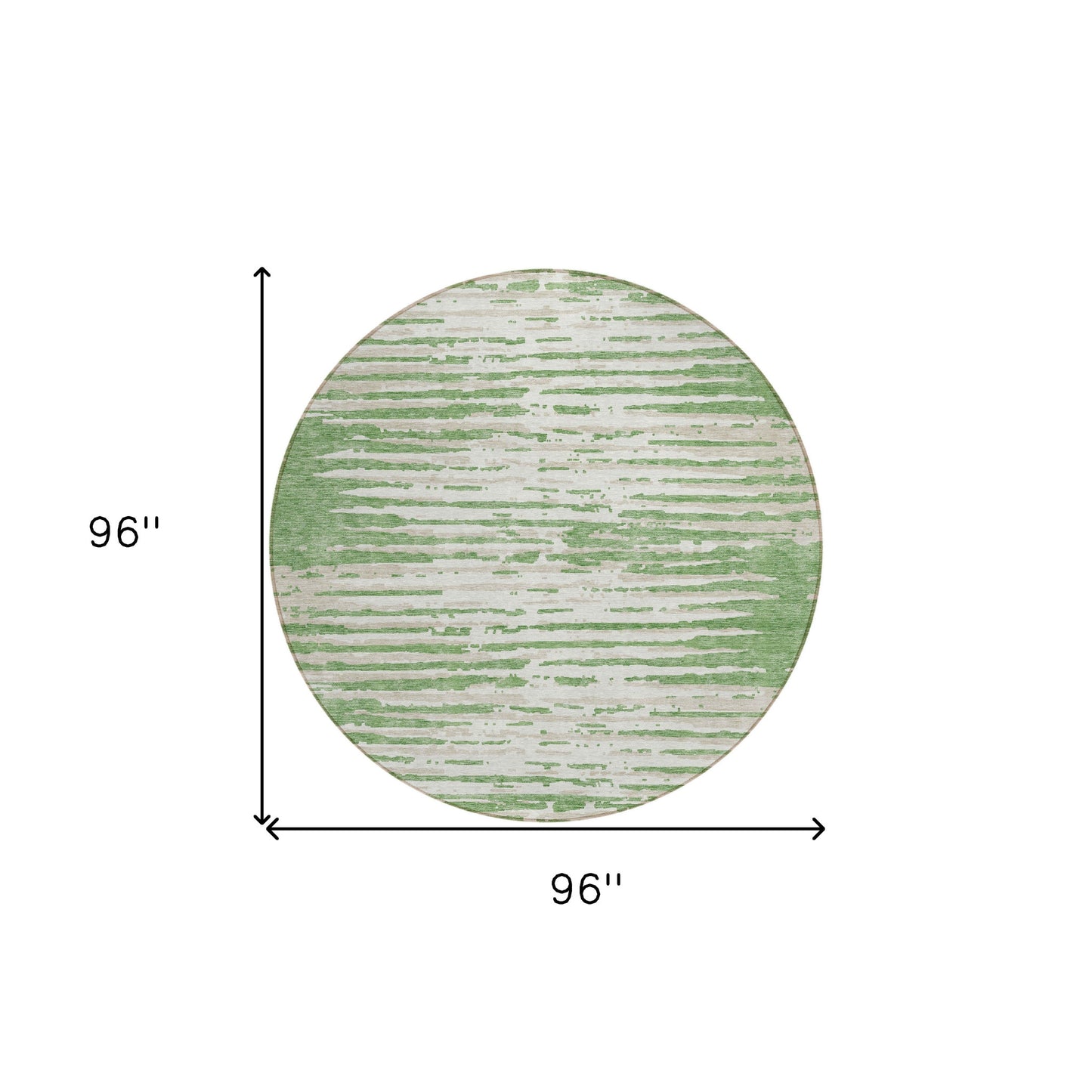 Tabselect Home Line 8' Green And Ivory Round Striped Washable Indoor Outdoor Area Rug
