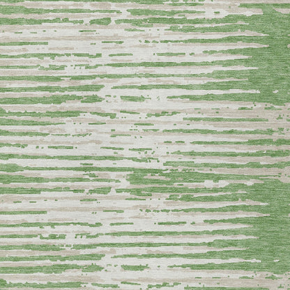 Tabselect Home Line 8' X 10' Green And Ivory Striped Washable Indoor Outdoor Area Rug