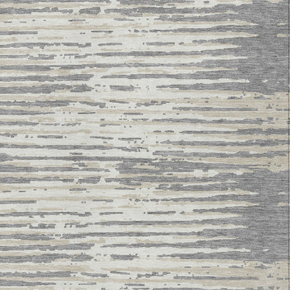 Tabselect Home Line 5' X 8' Gray And Ivory Striped Washable Indoor Outdoor Area Rug