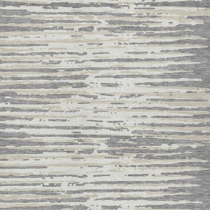 Tabselect Home Line 8' X 10' Gray And Ivory Striped Washable Indoor Outdoor Area Rug