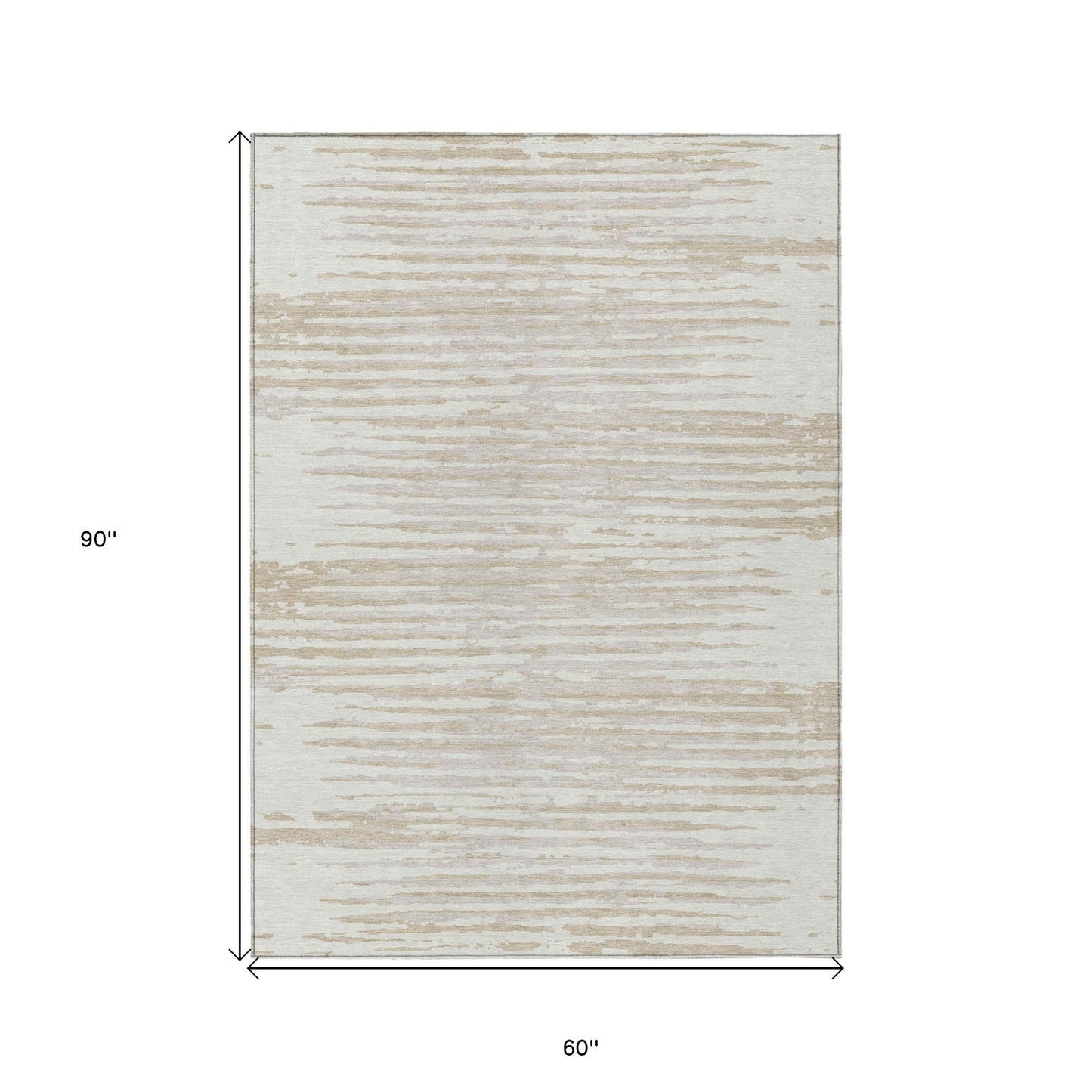Tabselect Home Line 5' X 8' Ivory And Beige Striped Washable Indoor Outdoor Area Rug