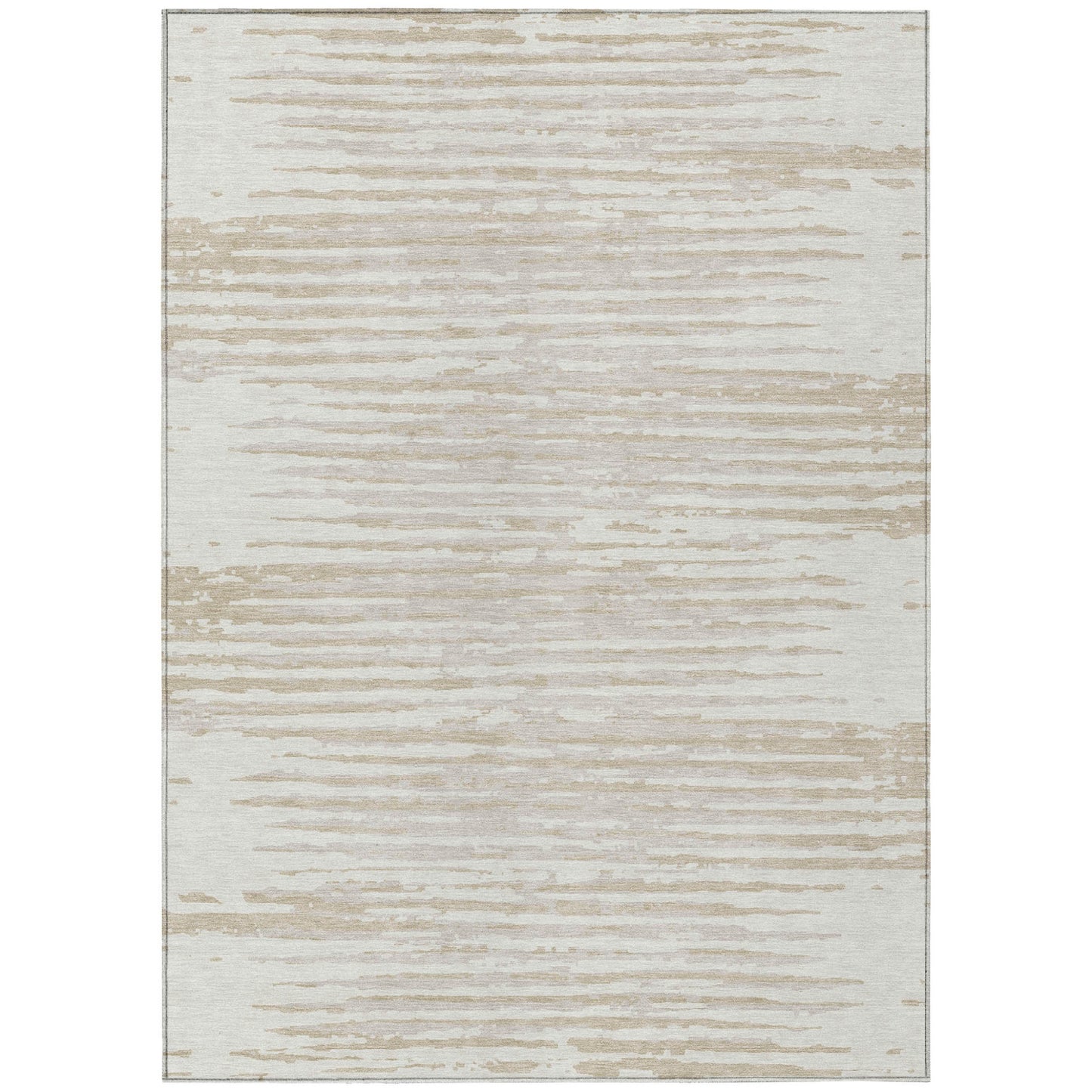 Tabselect Home Line 5' X 8' Ivory And Beige Striped Washable Indoor Outdoor Area Rug